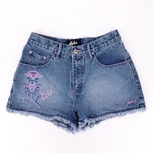 FUBU embroidered floral denim jean shorts Y2K vintage